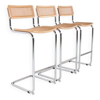 3 tabourets de bar vintage Cesca, Marcel Breuer, années 70
