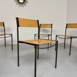 6 old metal and wood chairs, Italian design from the 80s, vintage