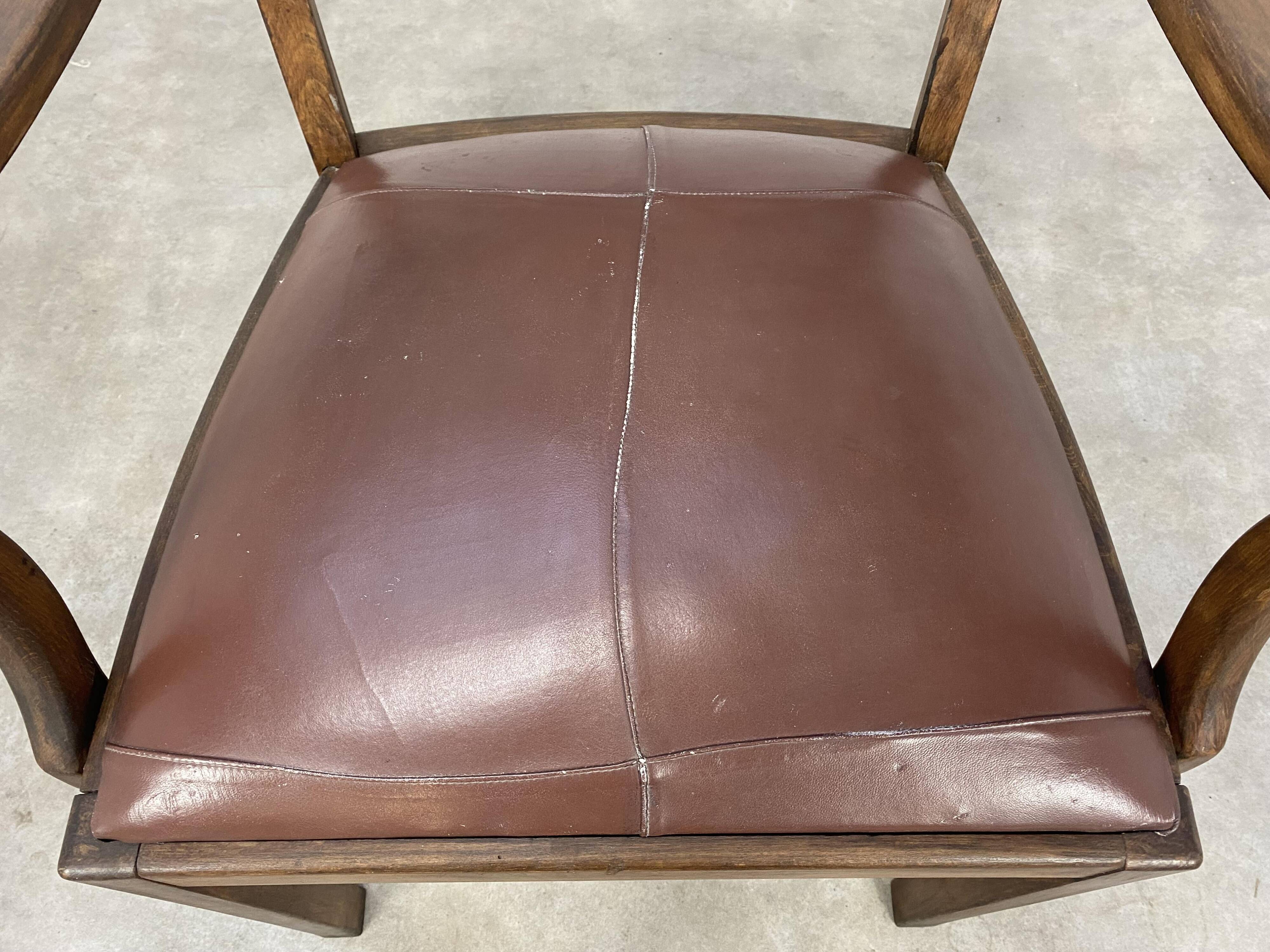 Office chair format bridge wood leather and canning 20s