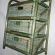 Bedside table with 3 drawers in bamboo and green rattan