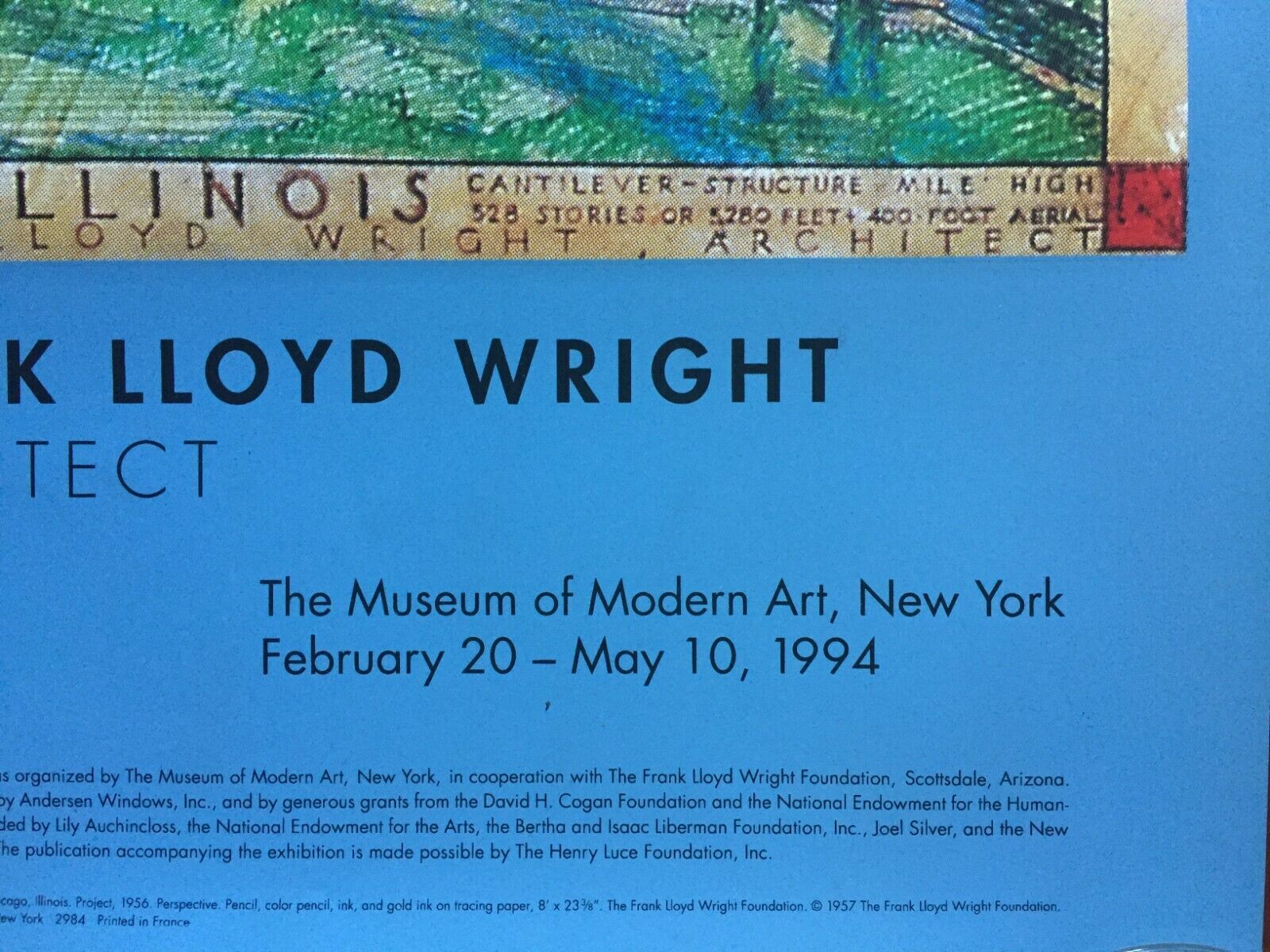 Original poster "Architect Frank Lloyd Wright" Museum of Modern Art New York 28x119cm 1994