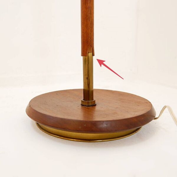 Lampadaire Mid-Century en teck et laiton, Danemark, années 1960