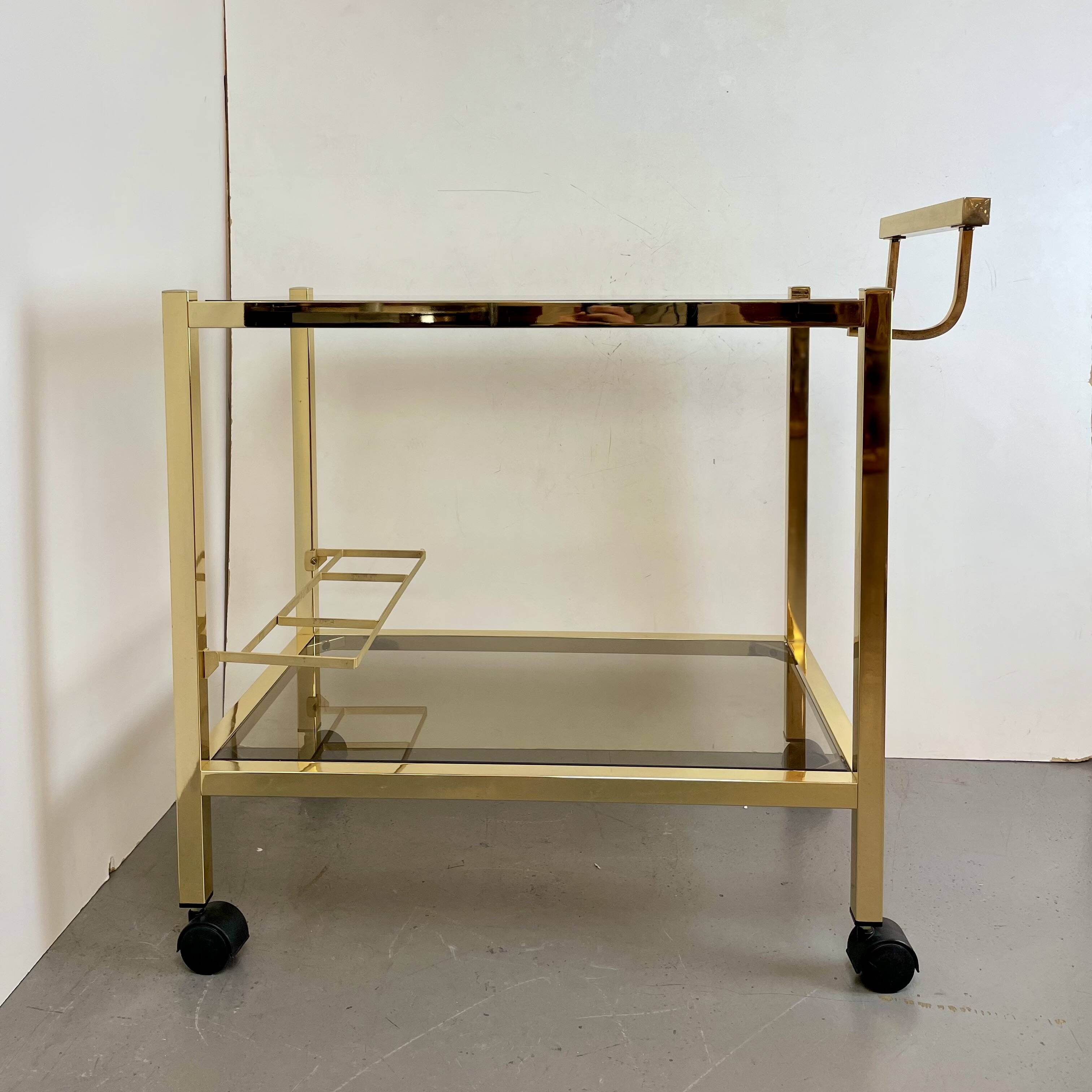 Hollywood Regency Gold Bar Cart, 1980s