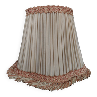 Vintage pink pleated lampshade with trimmings and fringes