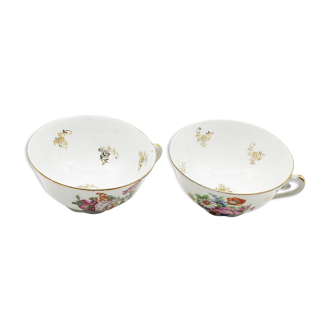Lot of 2 porcelain cups of limoges floral patterns