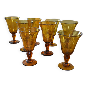 8 verres en verre ambré Biot