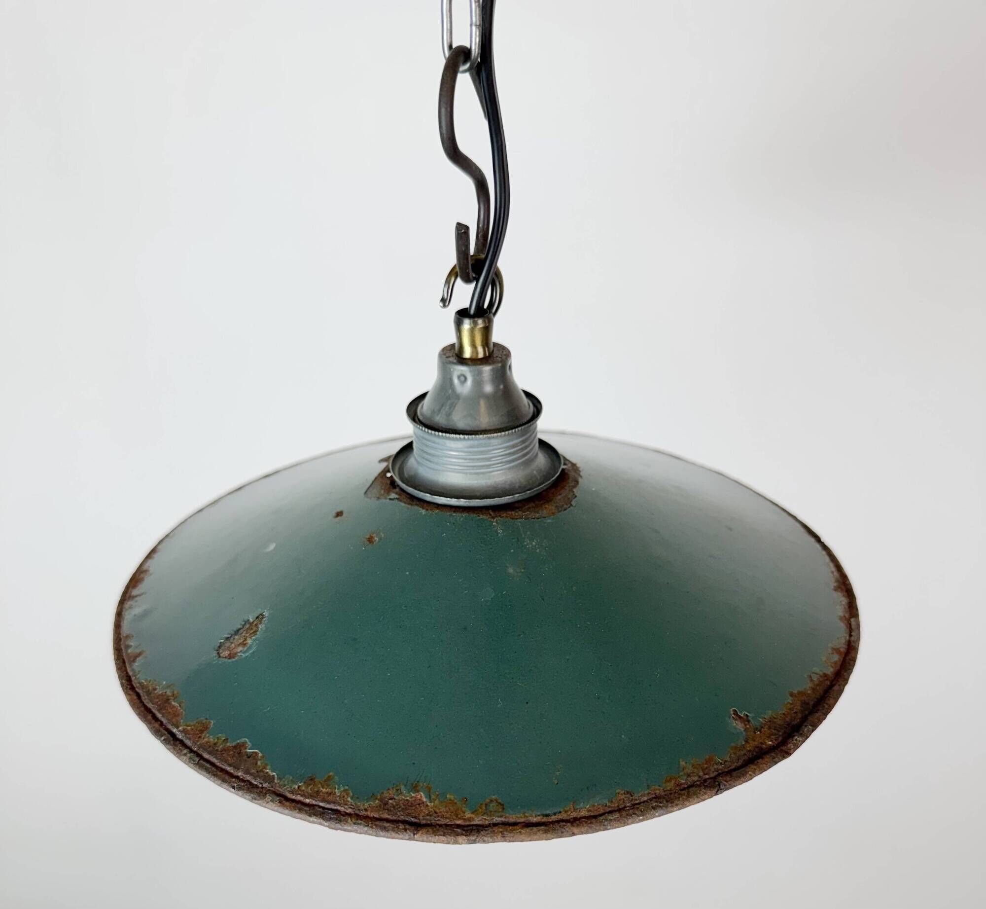 Industrial Green Enamel Light, 1950s