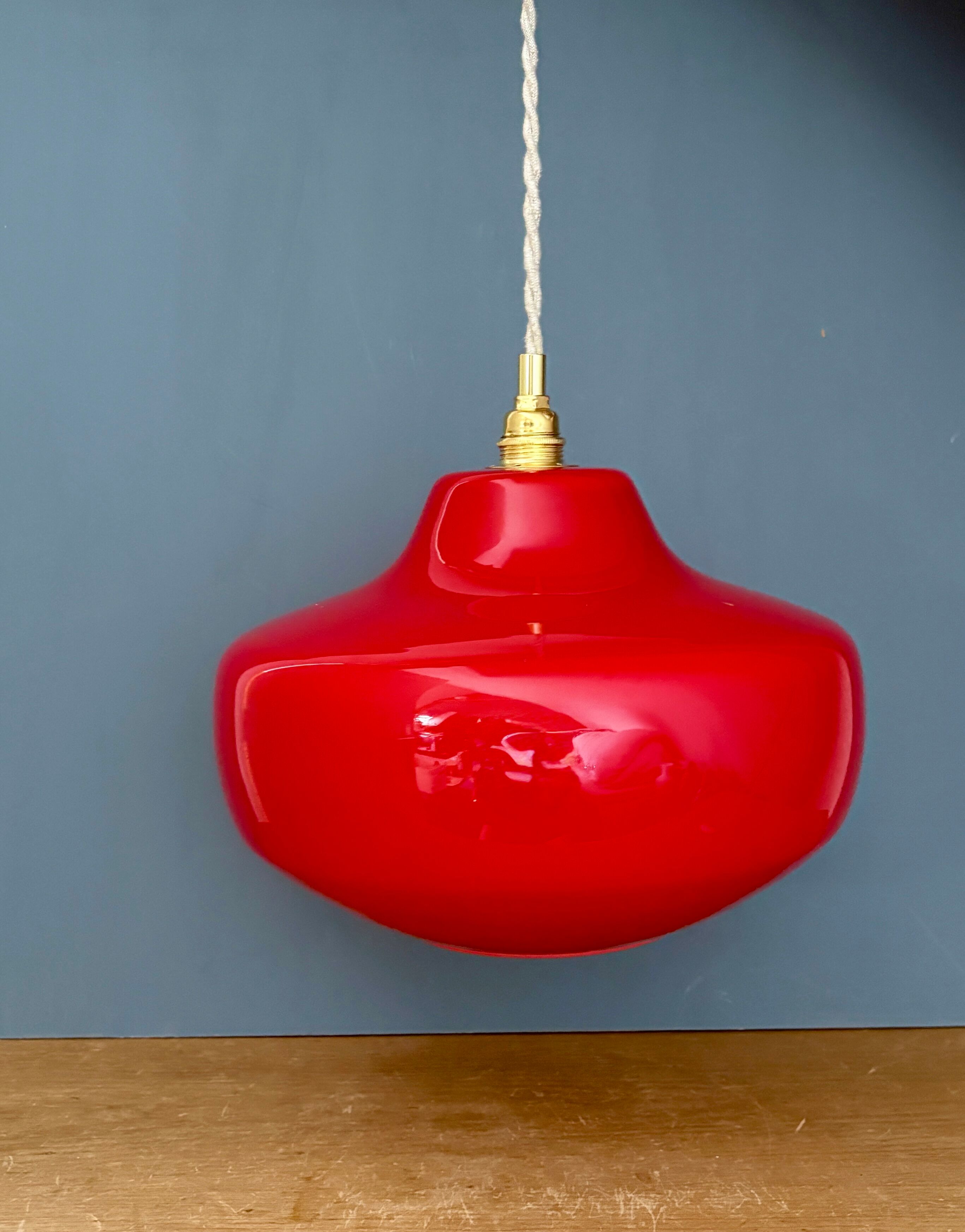 Vintage red opaline suspension globe