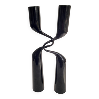 Pair of black Tango candle holders by Mikaela Dörfel for Menu
