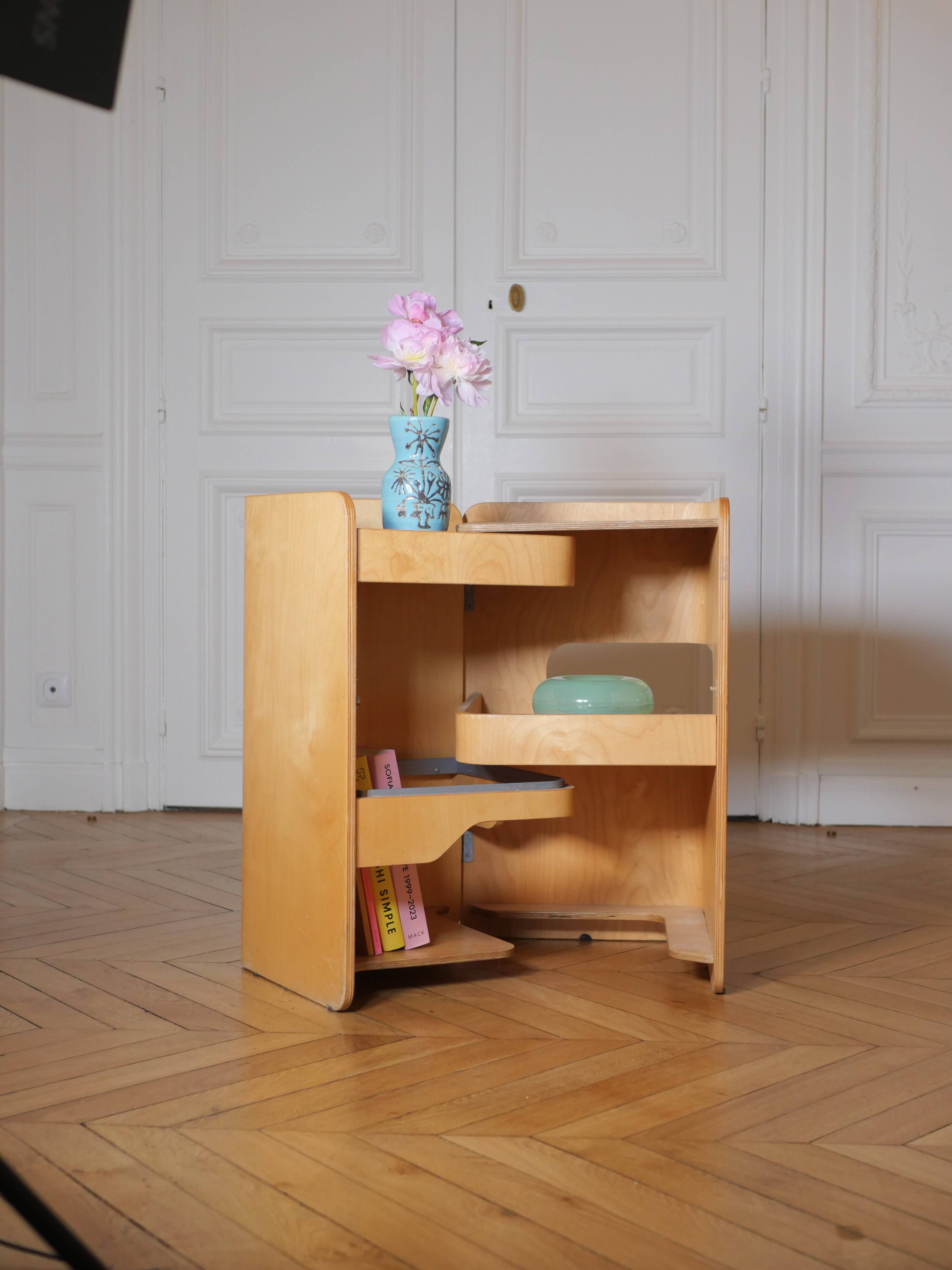 90s laminated wood folding storage unit