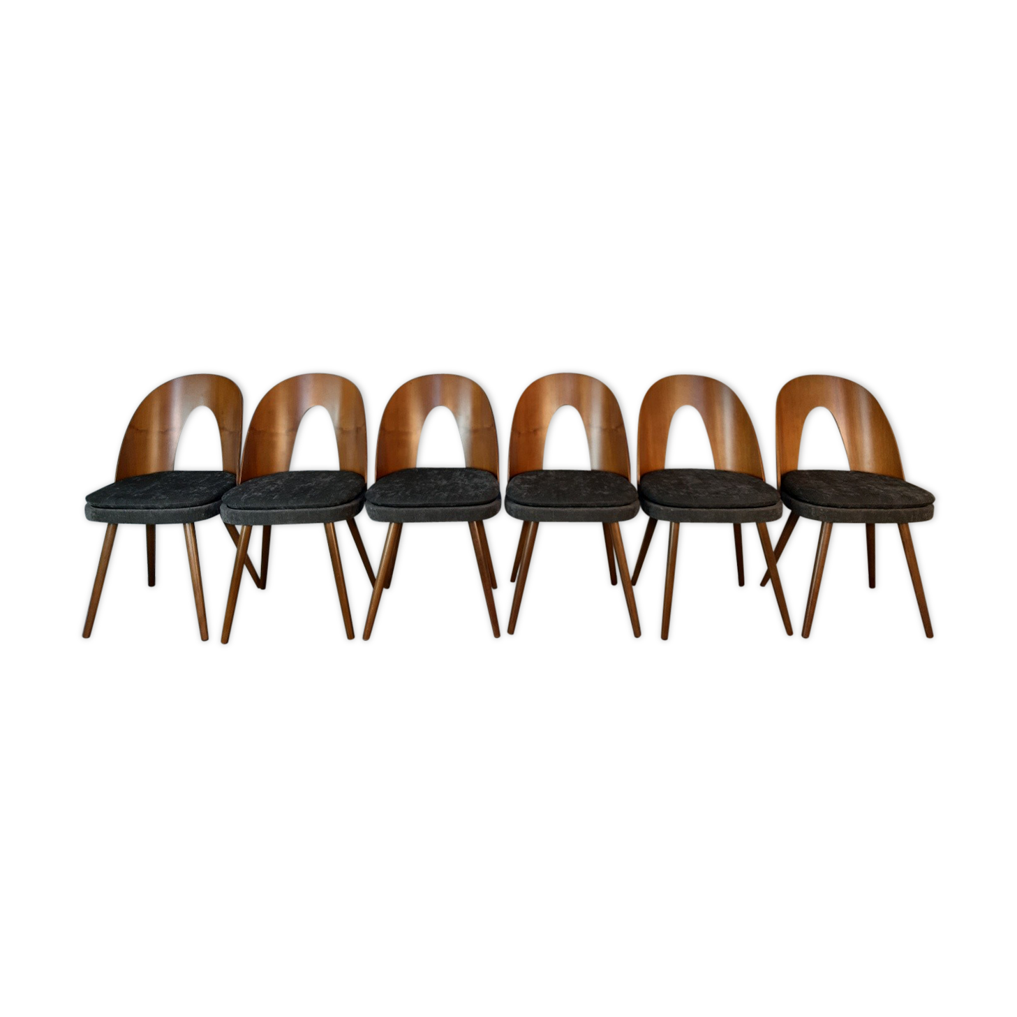 Set 6 chairs Walnut Suman by MIER, Mid-Century Czechoslovakia 1960 s