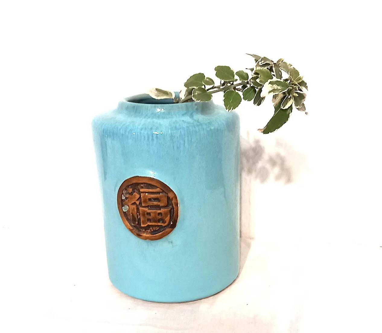 Vase bleu style asiatique