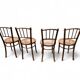 Quatre chaises bistrot bois et cannage XXème