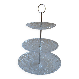 Serviteur à 3 plateaux en verre moulé
