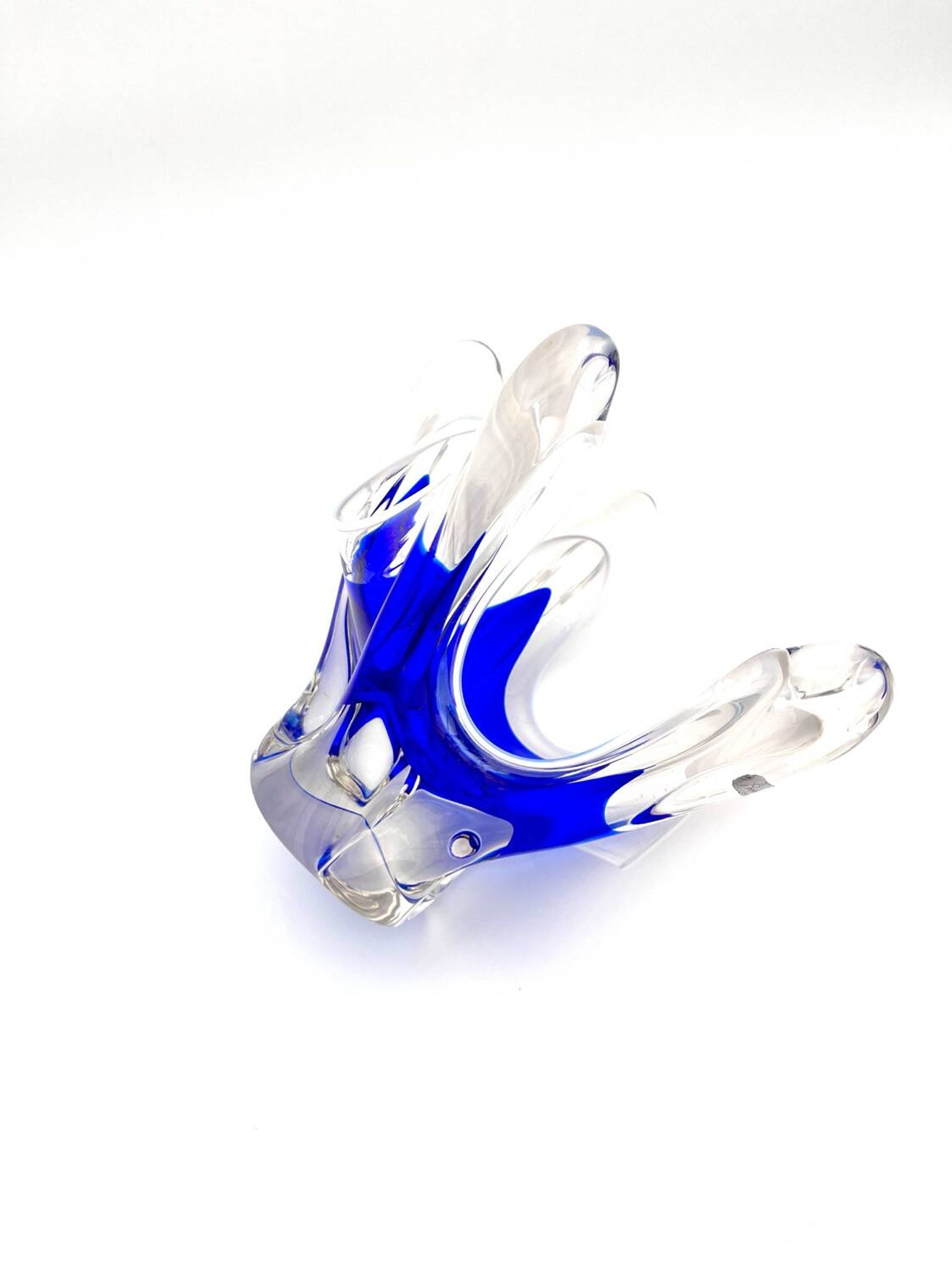 Cup Hospodka Chřibská Cristal Bohême Bleu Cobalt and Opaline Circa 60