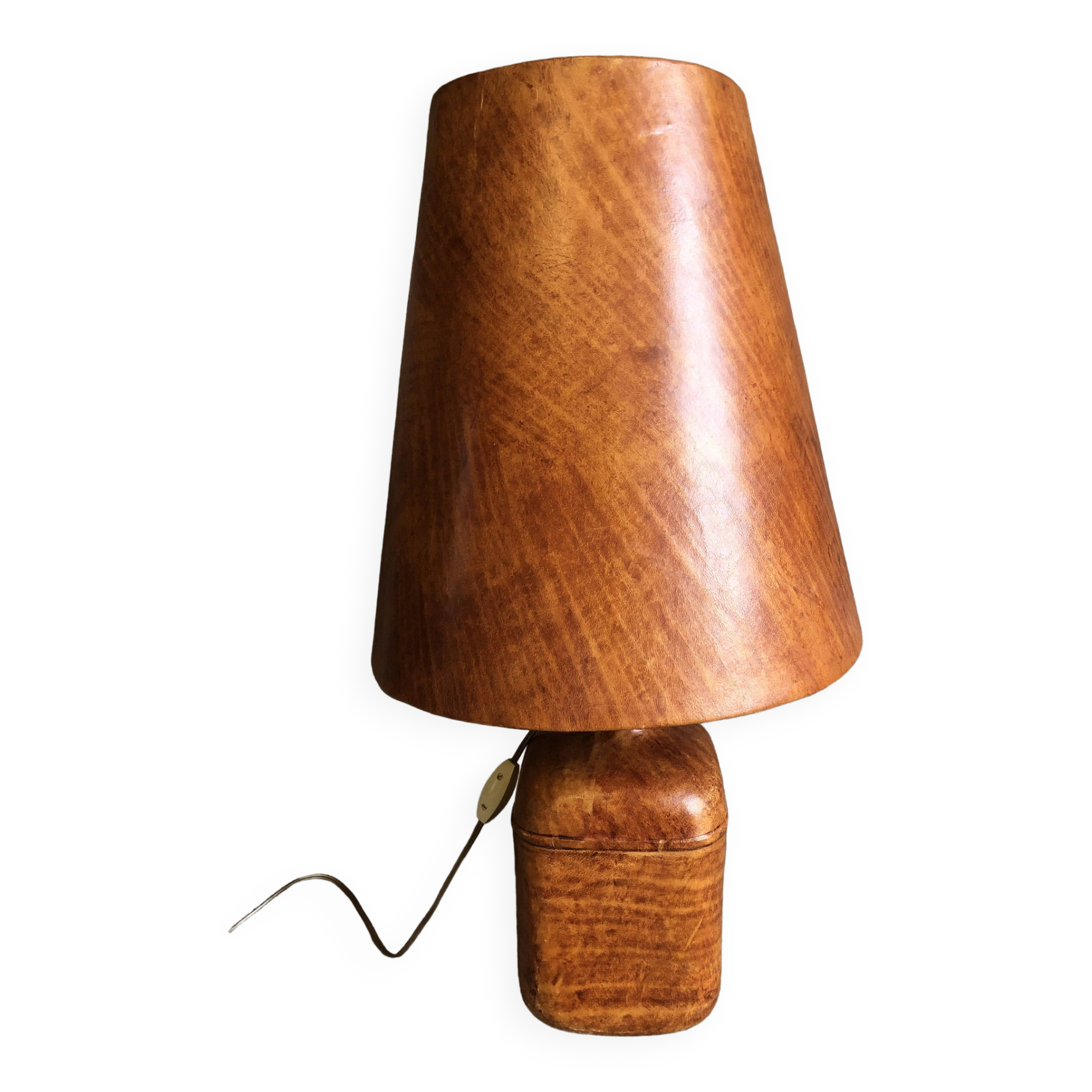 Large vintage leather lamp