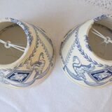 Lot de 2 abat-jour à clips toile de Jouy bleu