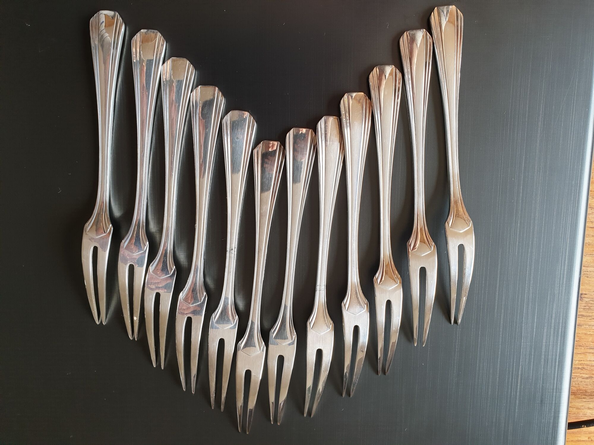 Set of Christofle snail forks made of silver metal