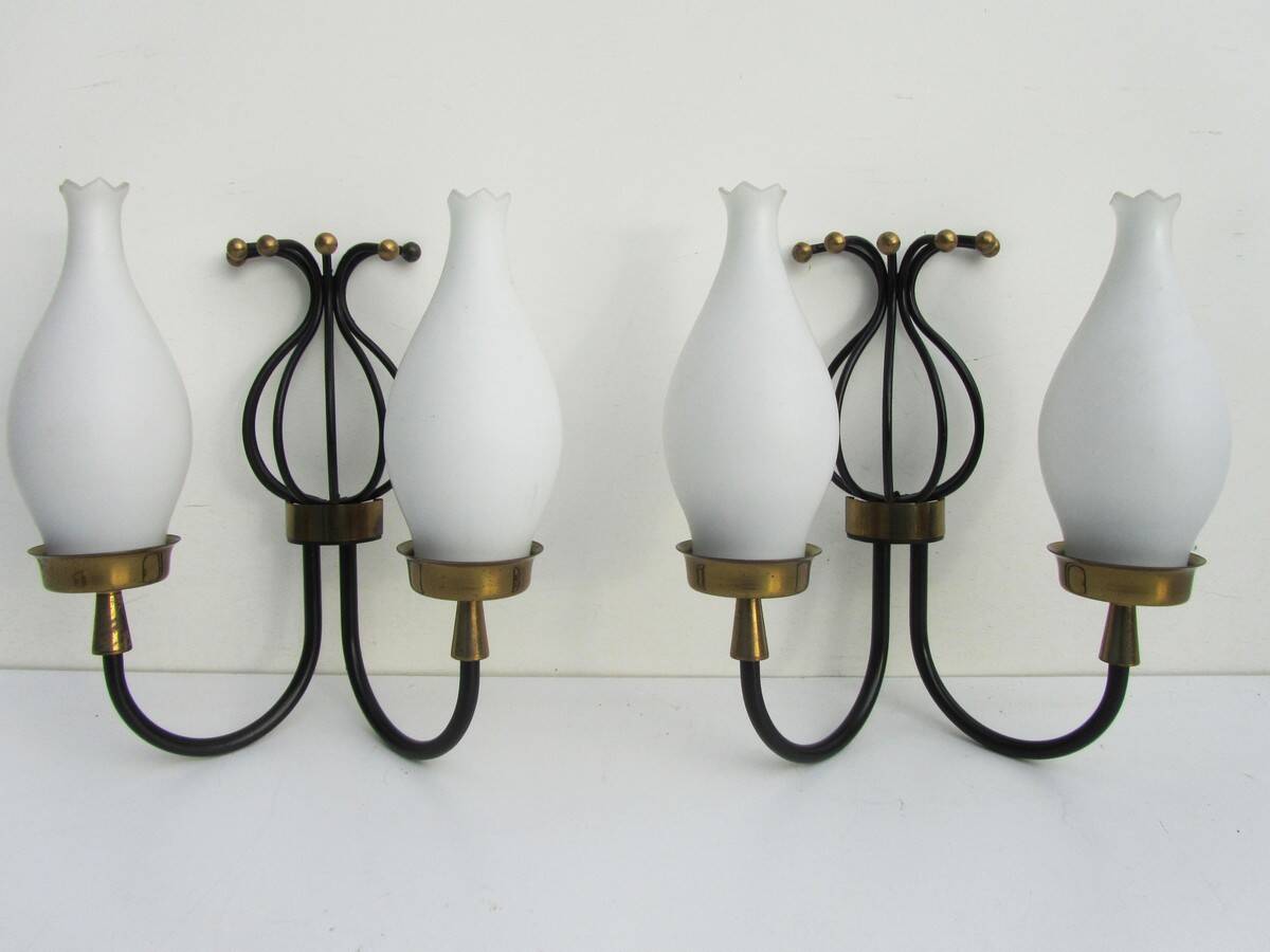 Set of 2 Italian vintage  wall light sconces in style Arredoluce/ Stilnovo