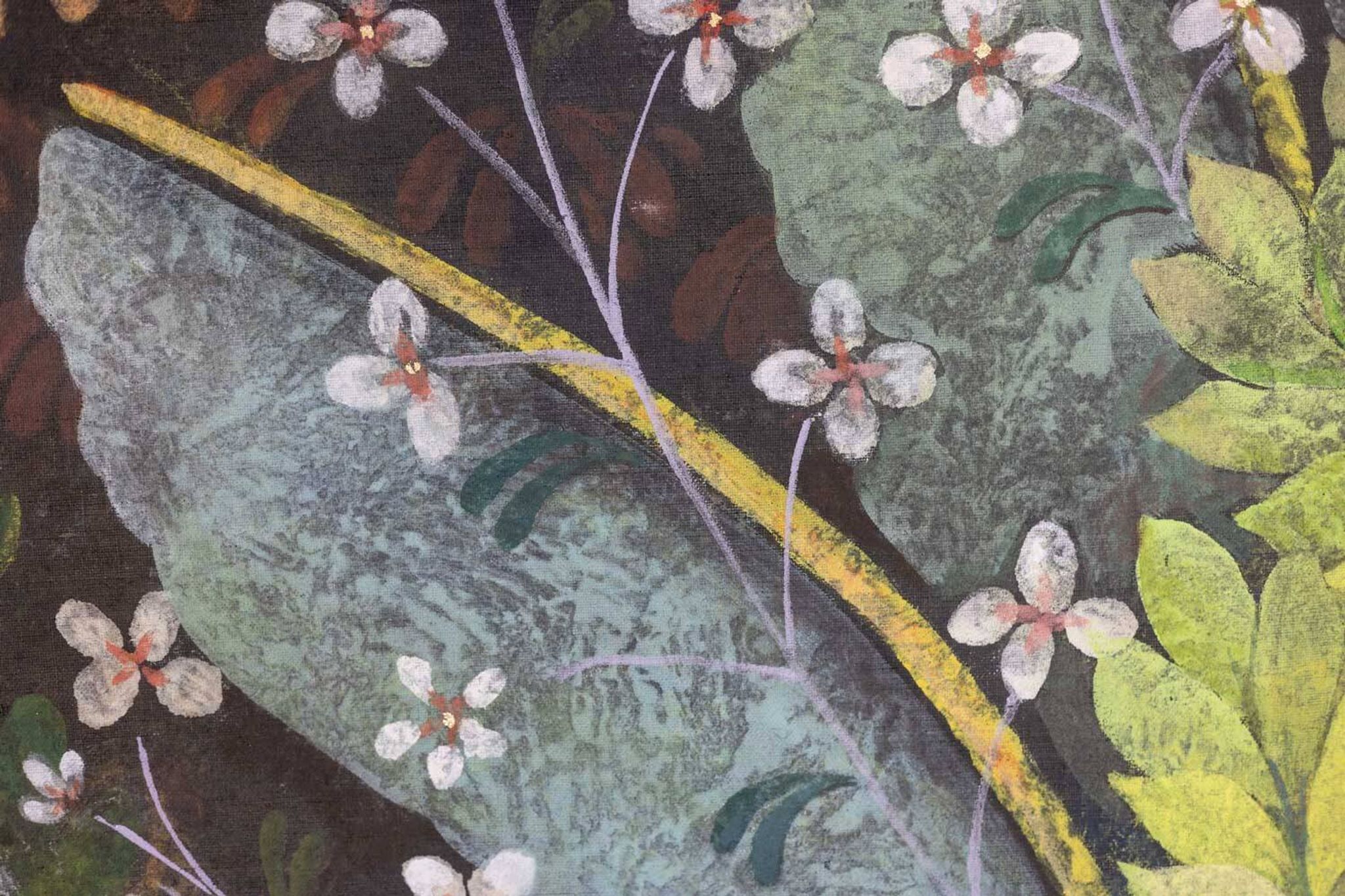 Toile peinte représentant une nature luxuriante