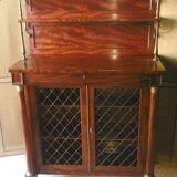 Antique wooden sideboard with shelves and mesh doors – 19th century style