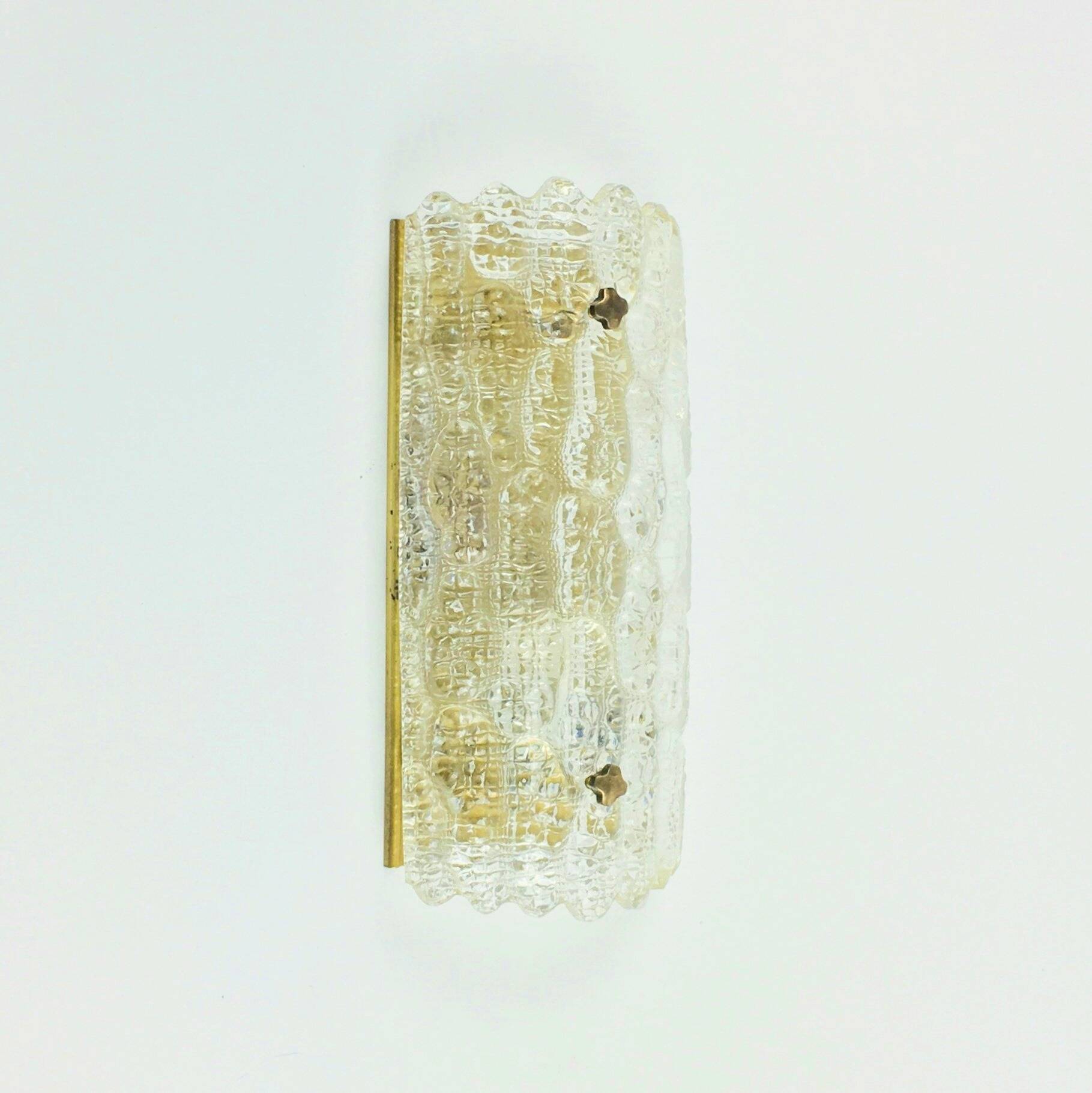 Mid Century Scandinavian Glass & Brass Wall Light by Carl Fagerlund, 1960s