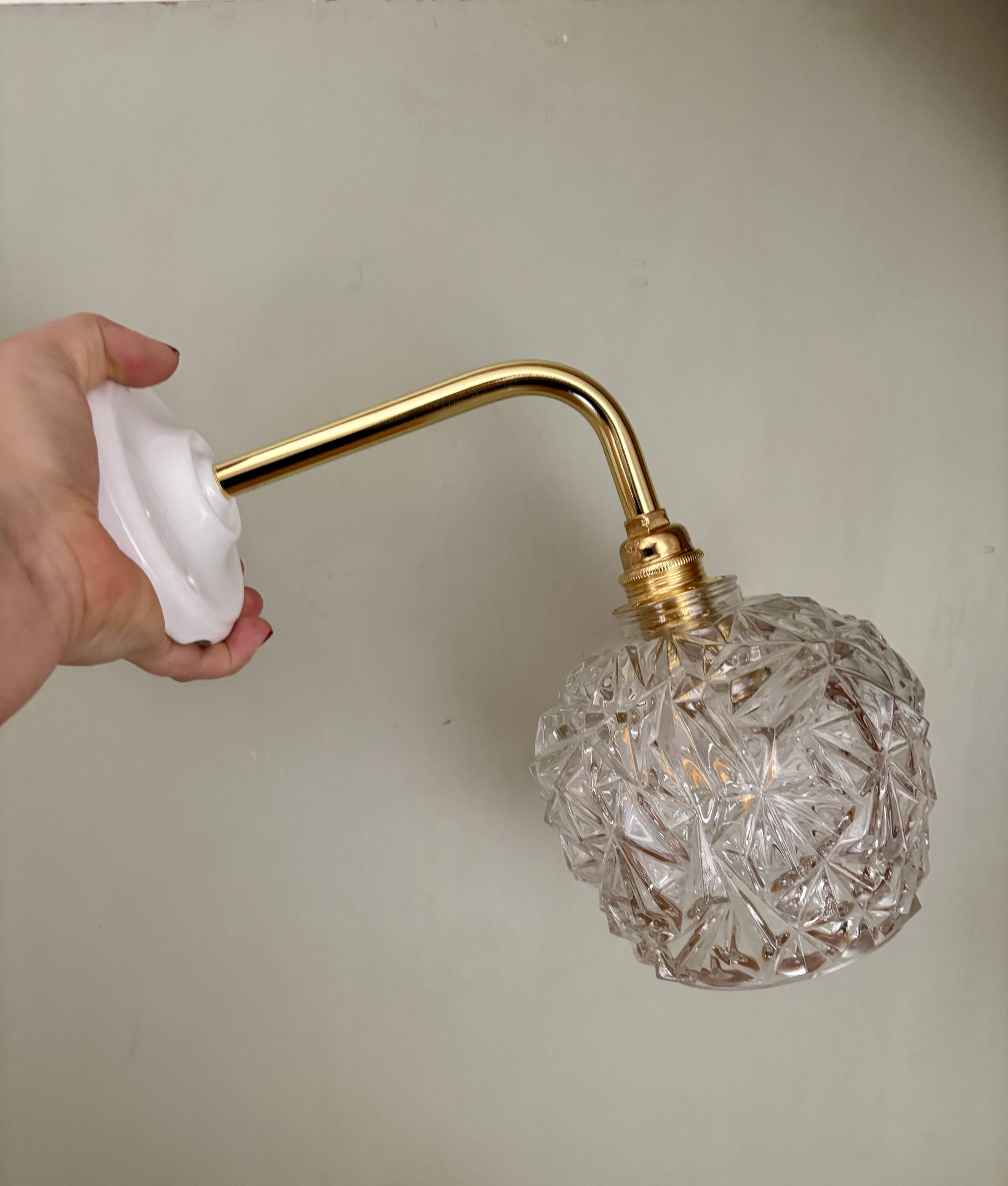 Vintage moulded glass elbow wall light