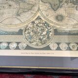 Vintage world map frame "World Map by Peter Schenk The Elder 1645-1715"