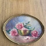 Framed watercolor “Roses” from the 20s/30s