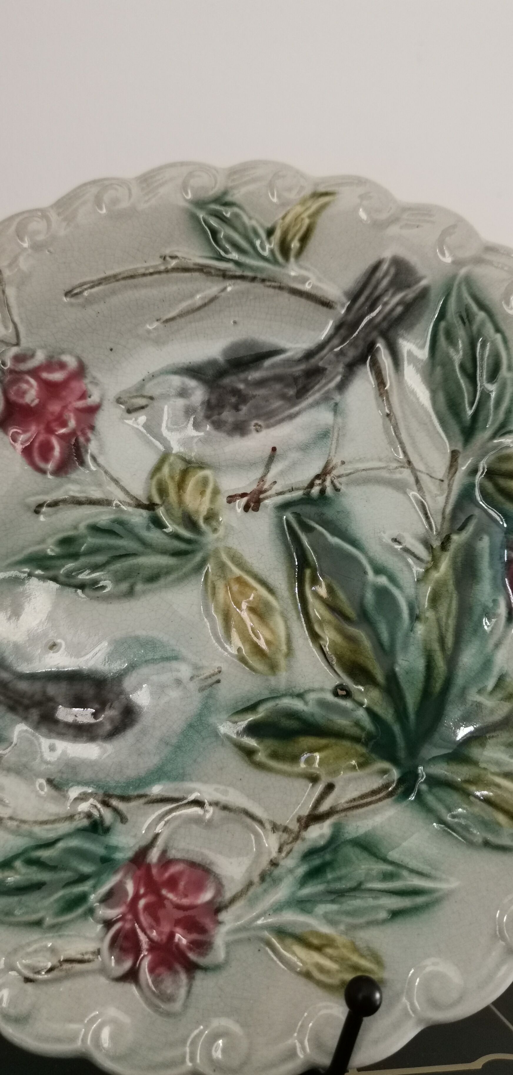 Plate in slip with birds late nineteenth