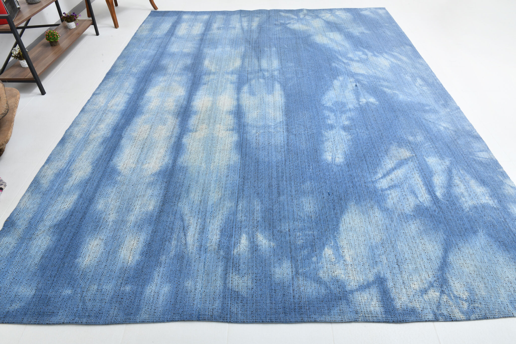 Blue oversize turkish rug 357x270cm