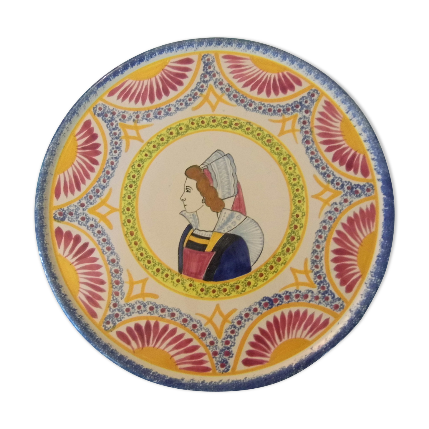 Dish, dessert dish in Quimper earthenware, 1930s