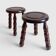 Mid-Century Chestnut Wood Stools Attributed to Charles Dudouyt, 1950s