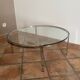 Table basse Space age. 1970. Acier chromé et verre.