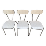3 vintage chairs in light grey Formica from the 1960s