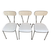 3 chaises vintage en formica gris clair années 60