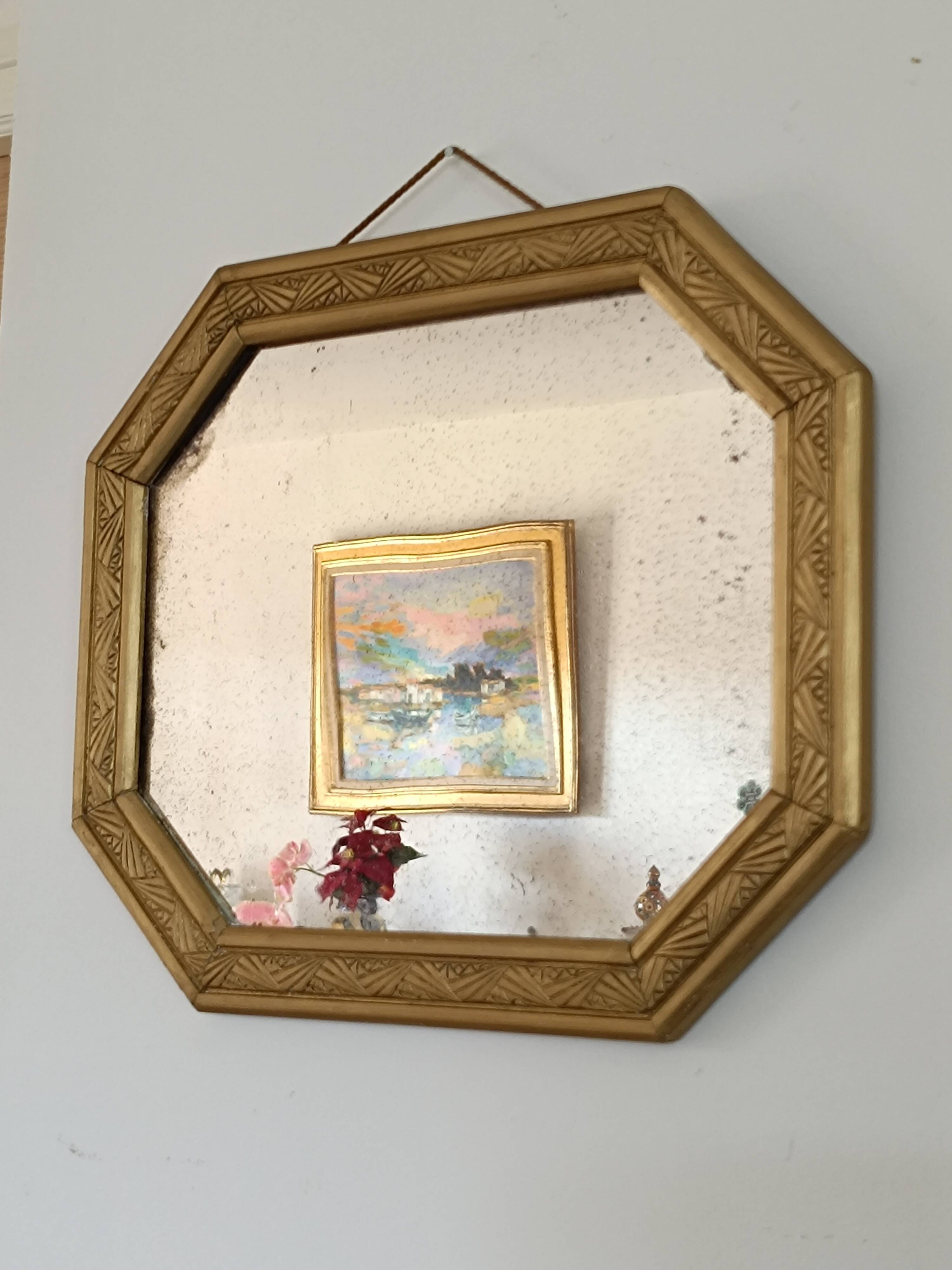 Small octagonal art nouveau mirror