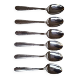 6 Christofle silver plated spoons, crossed ribbons