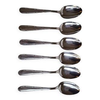6 silver-plated spoons, Christofle, Alfenide, crossed ribbons