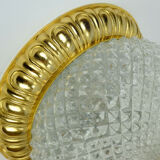 Vintage soelken ceiling lamp textured glass and gilt aluminum 1970s - 2 available