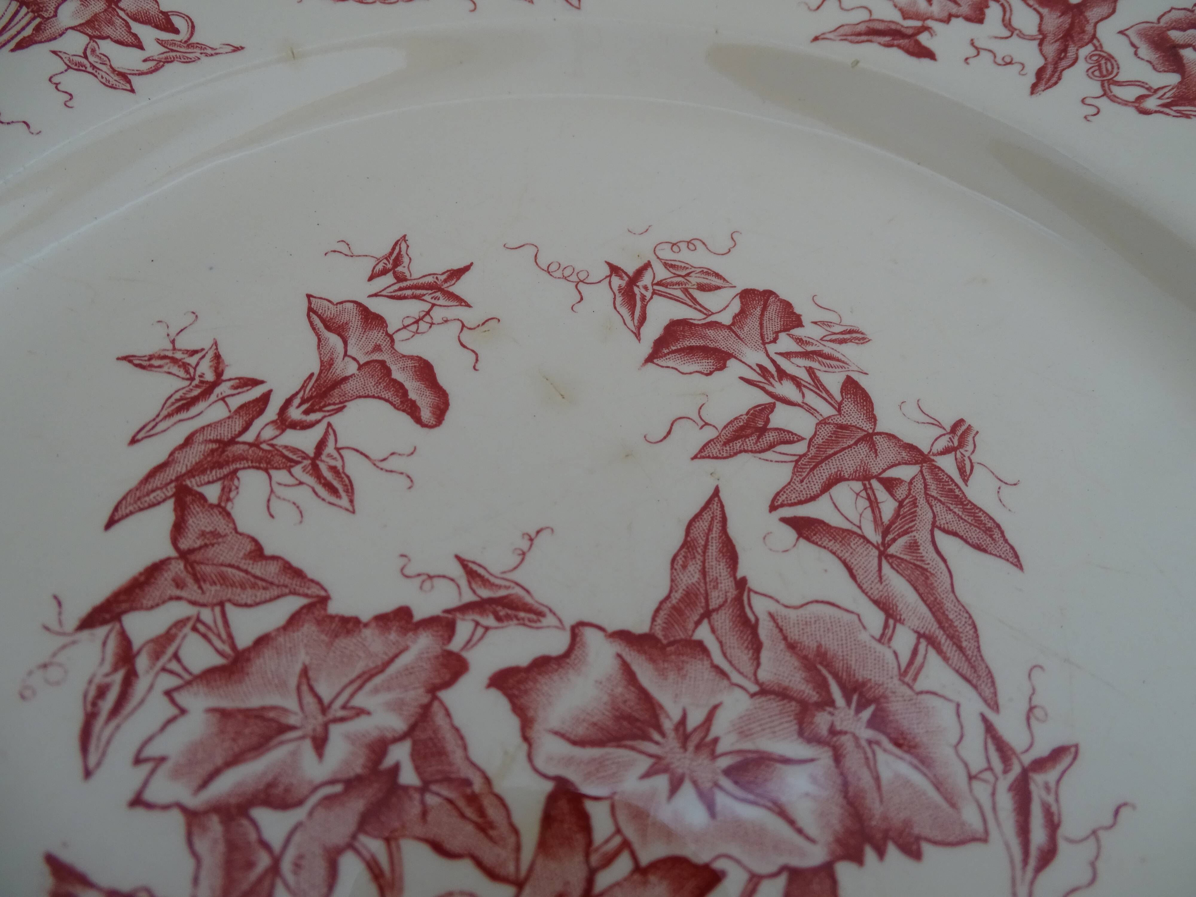 4 old faience plates Lonchamps a fleurs - Lierons - Terre de fer