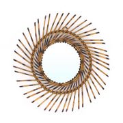 Miroir rond en rotin, années 1960