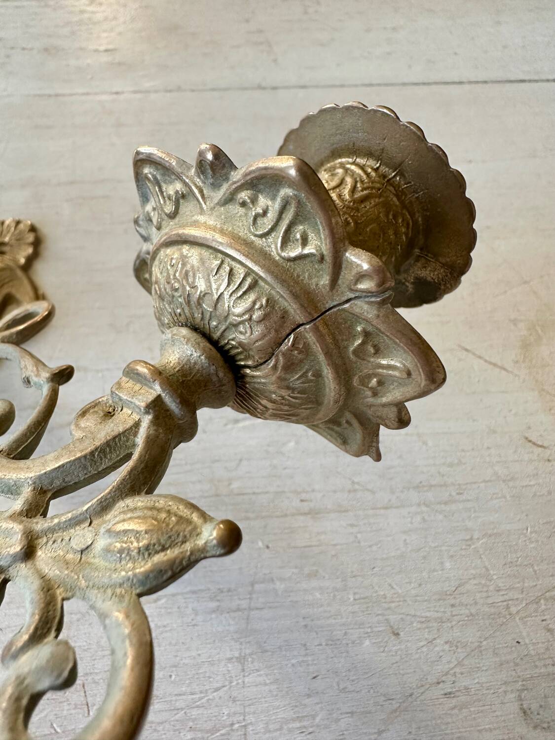 Pair of brass wall candle holders