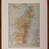 Lithograph and map on Madagascar - 1900