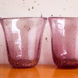 6 verres à eau soufflé bullé biot violet