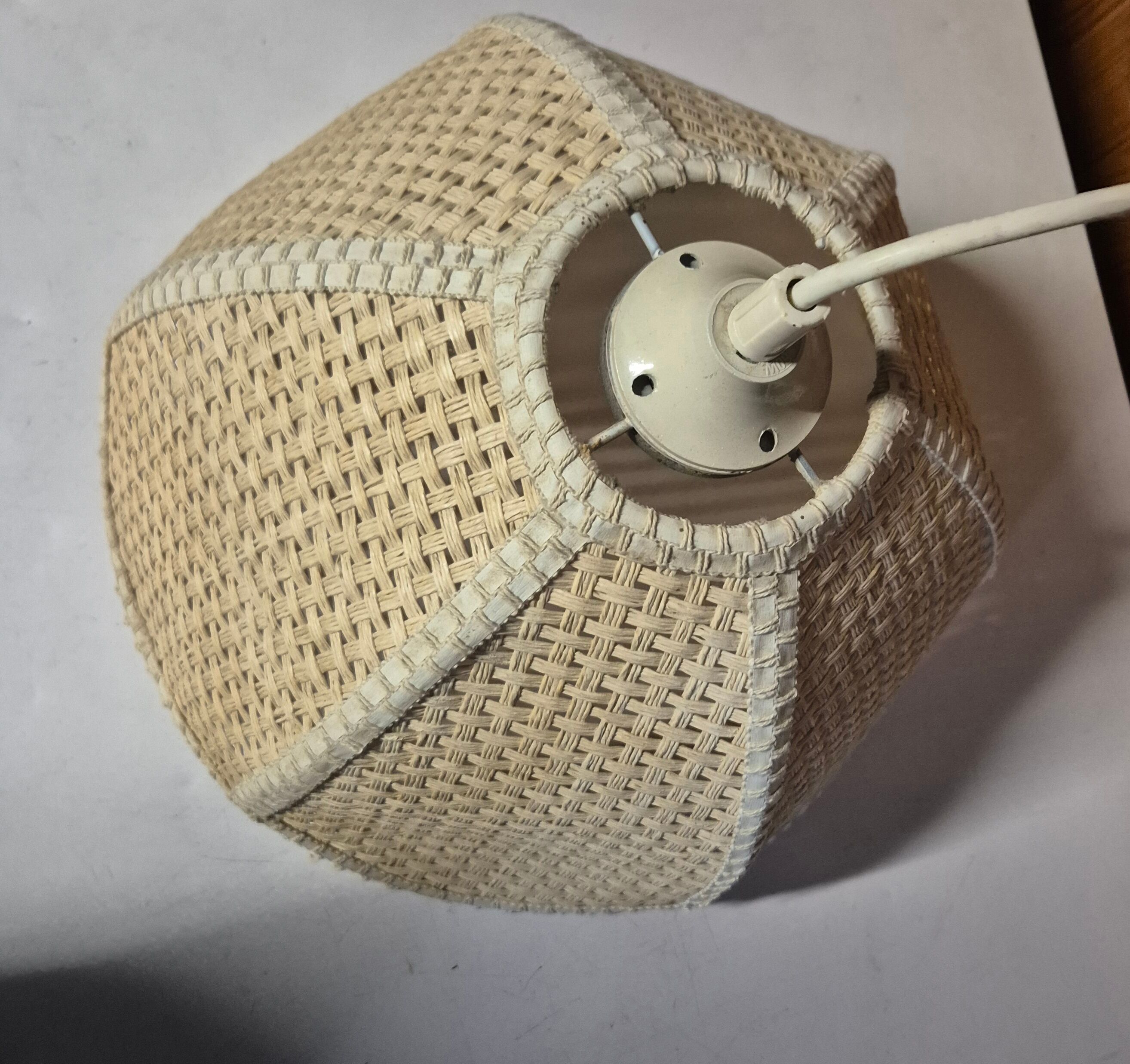 suspension bell cane and rattan natural bohemian lampshade