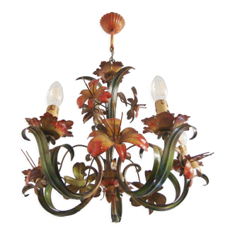 Vintage Italian made flowers chandelier 80s