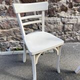 2 chaises viennoises en bois courbé blanc, 1950