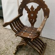 Old Syrian ethic armchair wood and mother-of-pearl