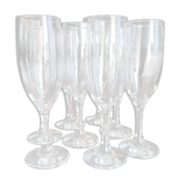 Set of 8 vintage glass champagne flutes
